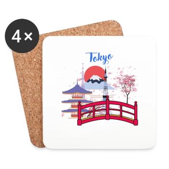 Tokyo mignon - Dessous de verre (lot de 4) - blanc - Devant