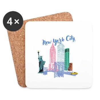 Niedliches New York City - Untersetzer (4er-Set) - Weiß - Vorne