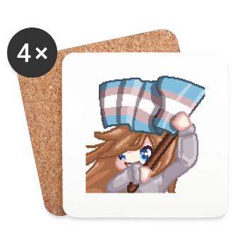 PillowG1rl Emote mit Transflagge - Untersetzer (4er-Set) - Weiß - Vorne