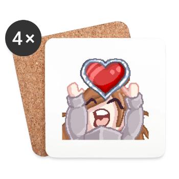 Pillowg1rl Emote mit Herz - Untersetzer (4er-Set) - Weiß - Vorne