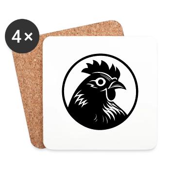 Chicken Chicken House Poultry Rooster Farm - Coasters (set of 4) - white - Front