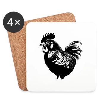 Chicken Chicken House Poultry Rooster Farm - Coasters (set of 4) - white - Front