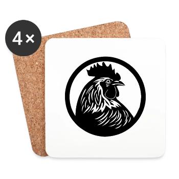 Chicken Chicken House Poultry Rooster Farm - Coasters (set of 4) - white - Front