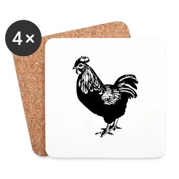 Chicken Chicken House Poultry Rooster Farm - Coasters (set of 4) - white - Front