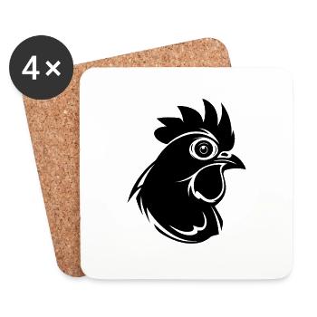 Chicken Chicken House Poultry Rooster Farm - Coasters (set of 4) - white - Front