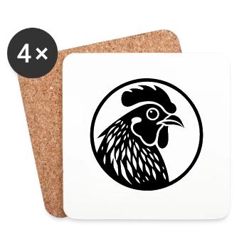 Chicken Chicken House Poultry Rooster Farm - Coasters (set of 4) - white - Front