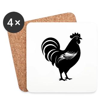 Chicken Chicken House Poultry Rooster Farm - Coasters (set of 4) - white - Front