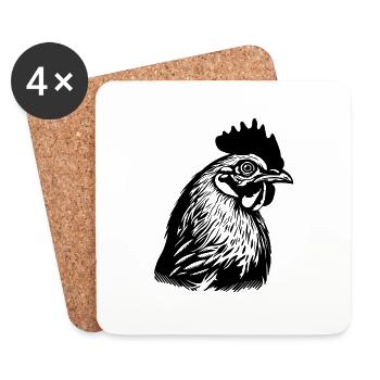 Chicken Chicken House Poultry Rooster Farm - Coasters (set of 4) - white - Front