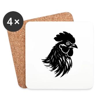 Chicken Chicken House Poultry Rooster Farm - Coasters (set of 4) - white - Front