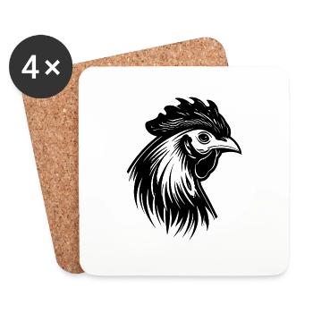 Chicken Chicken House Poultry Rooster Farm - Coasters (set of 4) - white - Front