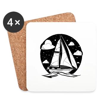 Voile Sailor Sailing Ship Voilier Voilier - Dessous de verre (lot de 4) - blanc - Devant