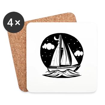 Sailing Sailing Ship Sailing Sailing Sailboat - Coasters (set of 4) - white - Front