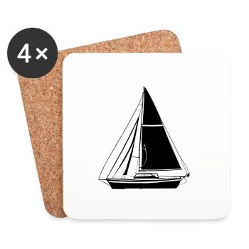 Voile Voilier Voilier Sailor Voilier - Dessous de verre (lot de 4) - blanc - Devant
