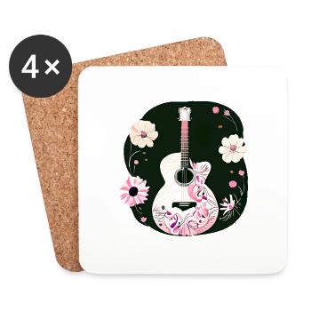 Guitar Musical Instrument Guitarist Plucked Instrument - Coasters (set of 4) - white - Front