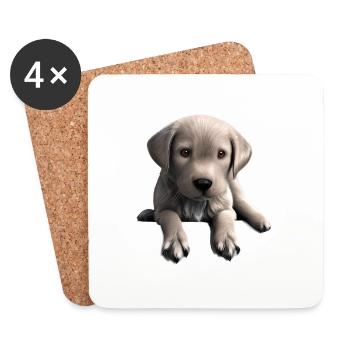 Labrador, propriétaire du chiot Labrador Retriever - Dessous de verre (lot de 4) - blanc - Devant