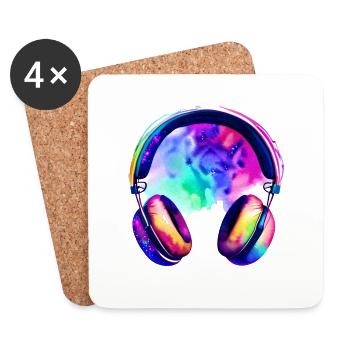 Singer Listen to music Singing Musicians Headphones Singing - Coasters (set of 4) - white - Front