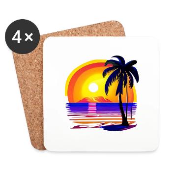 Vacances d’été Sun Palm Beach Palm Island - Dessous de verre (lot de 4) - blanc - Devant