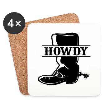 Howdy Cowboy Stiefel - Untersetzer (4er-Set) - Weiß - Vorne