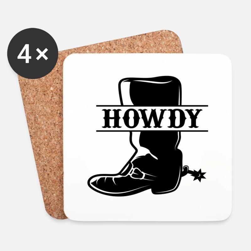 Howdy Cowboy Stiefel - Untersetzer (4er-Set) - Weiß