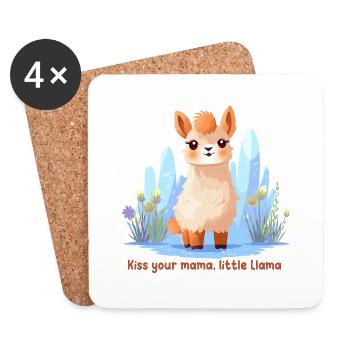 Kiss your mama, little Llama - Dessous de verre (lot de 4) - blanc - Devant