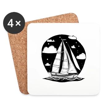 sailing, sailing, sailing, sailing ship, sailboat - Coasters (set of 4) - white - Front