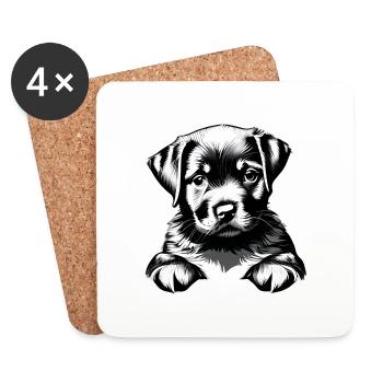 Labrador, propriétaire du chiot Labrador Retriever - Dessous de verre (lot de 4) - blanc - Devant