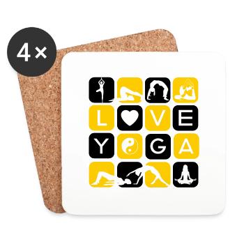 I love yoga letter shapes symbols chakra icon - Coasters (set of 4) - white - Front
