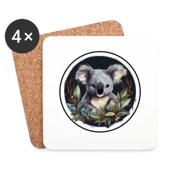 Koala mignon - Dessous de verre (lot de 4) - blanc - Devant