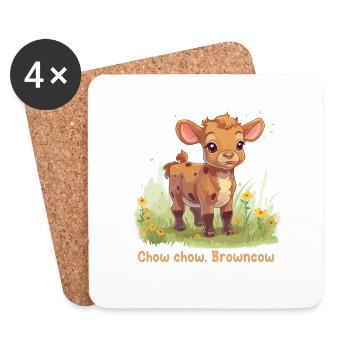 Chow chow, Browncow - Dessous de verre (lot de 4) - blanc - Devant