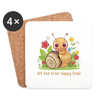 Hit the trail, happy Snail - Dessous de verre (lot de 4) - blanc - Devant
