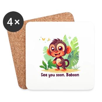 See you soon, Baboon - Dessous de verre (lot de 4) - blanc - Devant