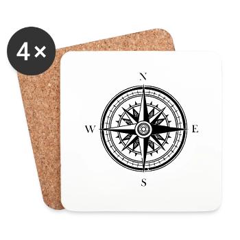Compass Nautical Sailboat Seafarer - Coasters (set of 4) - white - Front