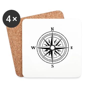 Compass Nautical Sailboat Seafarer - Coasters (set of 4) - white - Front
