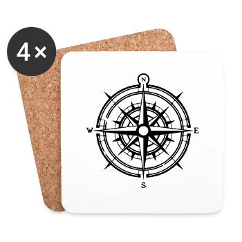 Compass Nautical Sailboat Seafarer - Coasters (set of 4) - white - Front