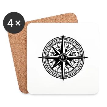 Compass Nautical Sailboat Seafarer - Coasters (set of 4) - white - Front