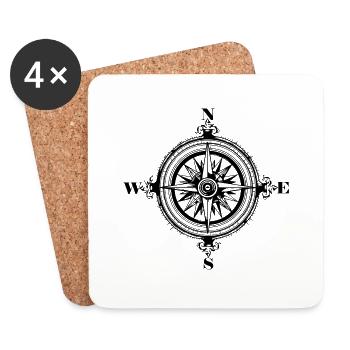 Compass Nautical Sailboat Seafarer - Coasters (set of 4) - white - Front