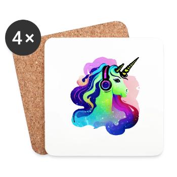 Écoutez de la musique licorne animaux mythiques licornes licorne - Dessous de verre (lot de 4) - blanc - Devant