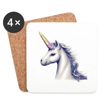 Licorne Fille Licornes Licorne Animal Mythique Licorne - Dessous de verre (lot de 4) - blanc - Devant