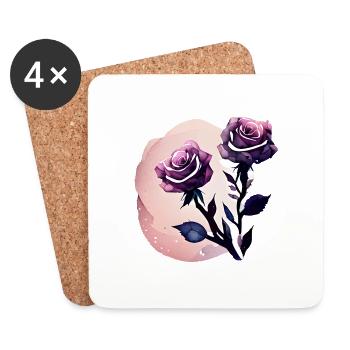 Rose Roses Bouquet de Fleurs - Dessous de verre (lot de 4) - blanc - Devant