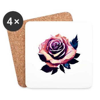 Rose Rose Design Flowers - Coasters (set of 4) - white - Front