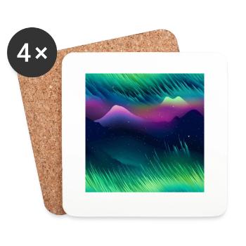 Northern Lights Glow: Polarlichter-Kollektion - Untersetzer (4er-Set) - Weiß - Vorne