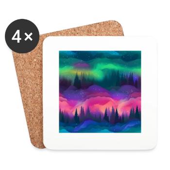 Northern Lights Glow: Polarlichter-Kollektion - Untersetzer (4er-Set) - Weiß - Vorne
