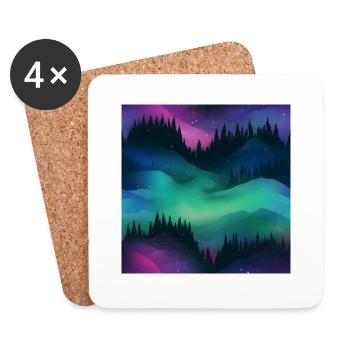 Celestial Lights: Polarlichter-Kollektion - Untersetzer (4er-Set) - Weiß - Vorne
