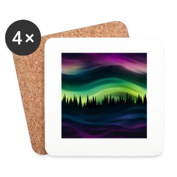 Luminous Skies: Polarlichter-Kollektion - Untersetzer (4er-Set) - Weiß - Vorne