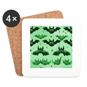 Comic Bat Brigade: Cute Bat Collection - Coasters (set of 4) - white - Front