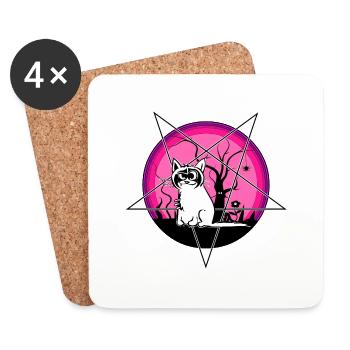 Loona Black Metal Cat - Coasters (set of 4) - white - Front