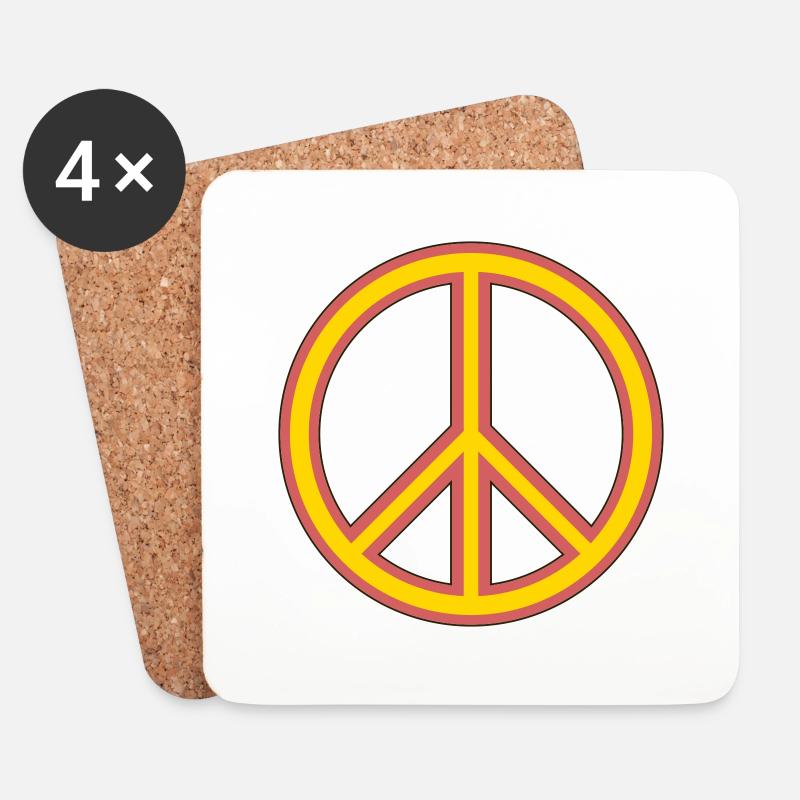 Peace- Zeichen - Untersetzer (4er-Set) - Weiß
