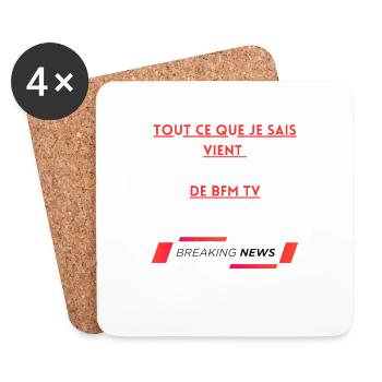 Vêtements Humour tee shirt médias politique - Dessous de verre (lot de 4) - blanc - Devant