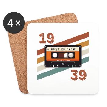 1939 retro vintage anniversary - Coasters (set of 4) - white - Front