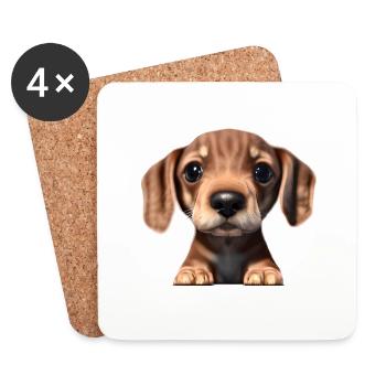 Dog owners Dachshund Dogs Dog Dachshund puppy - Coasters (set of 4) - white - Front